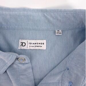 7 DIAMONDS Mens Light Blue Oxford Stretch Long Sleeve Button Down Shirt Size XL